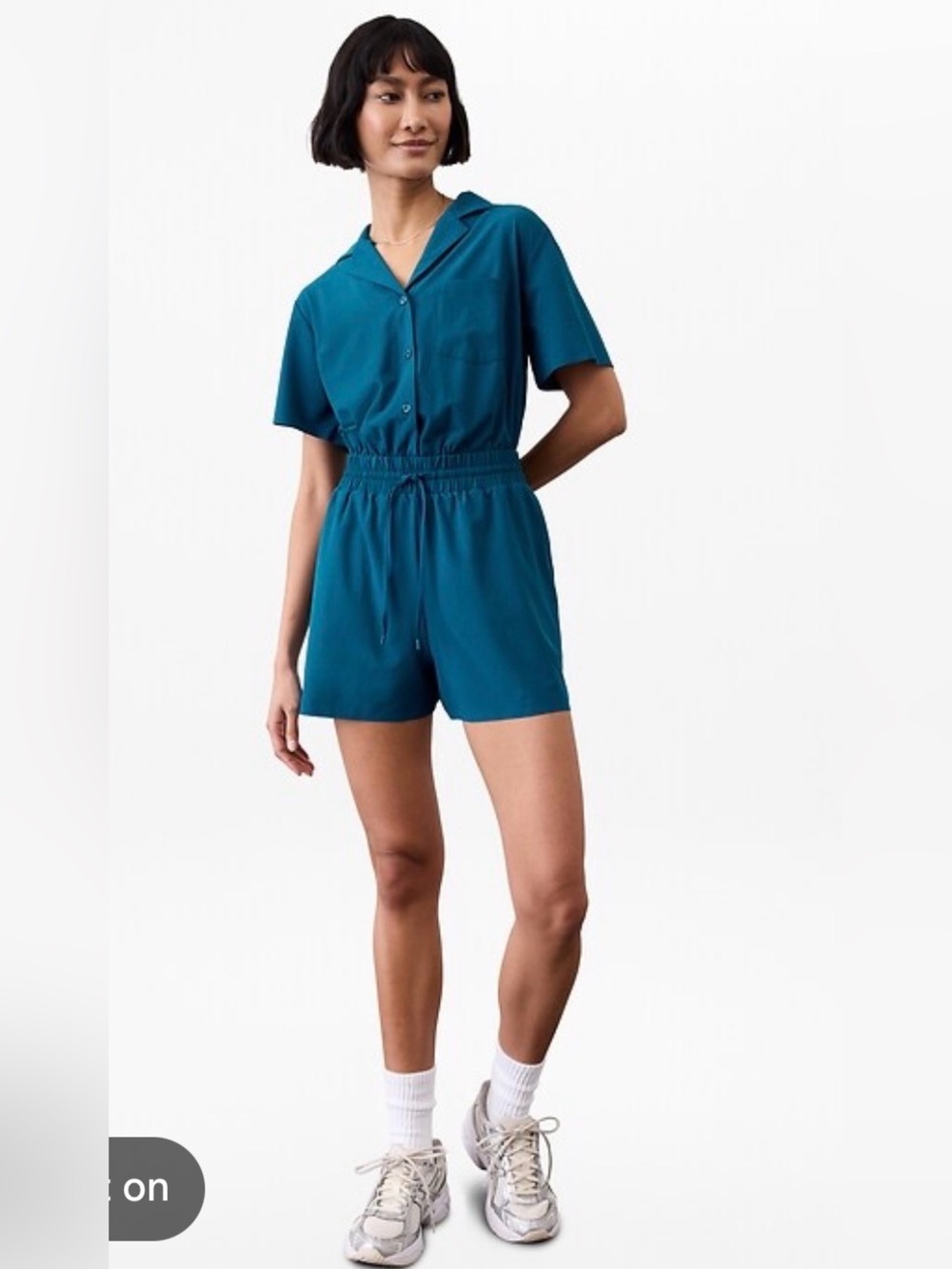 Athleta Short Sleeve Button Romper